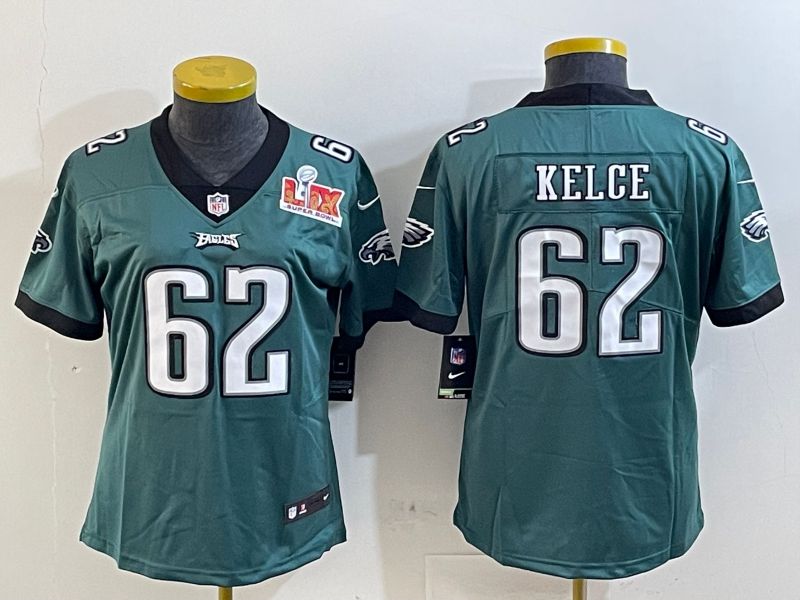 Youth Philadelphia Eagles 62 Kelce Green 2025 Nike Vapor Limited NFL Jersey style 2